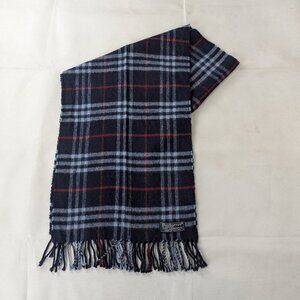 Burberry Blue Lambswool Check Scarf | Unisex